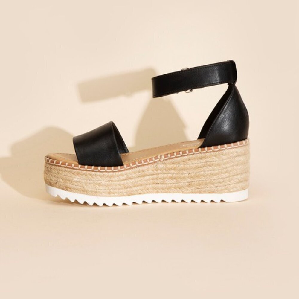 135. Tuckin Black Strappy Platform Sandals - Picture 3 of 4